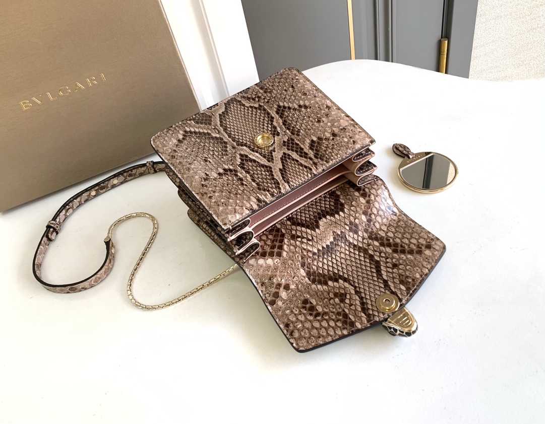 Bvlgari Serpenti Forever Mini Top Handle in Grey Python Skin